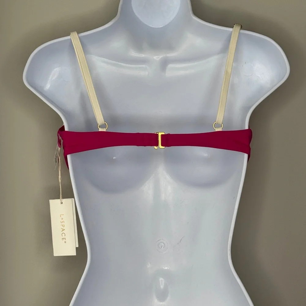 L*Space Nico Bikini Top XL Pink Underwire Bougainvillea & Cream Vacation Swim - Picture 5 of 11